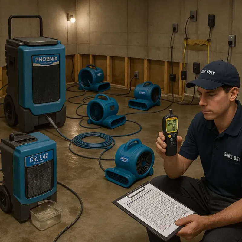 Structural Drying and Dehumidification process in Williston Highlands, FL